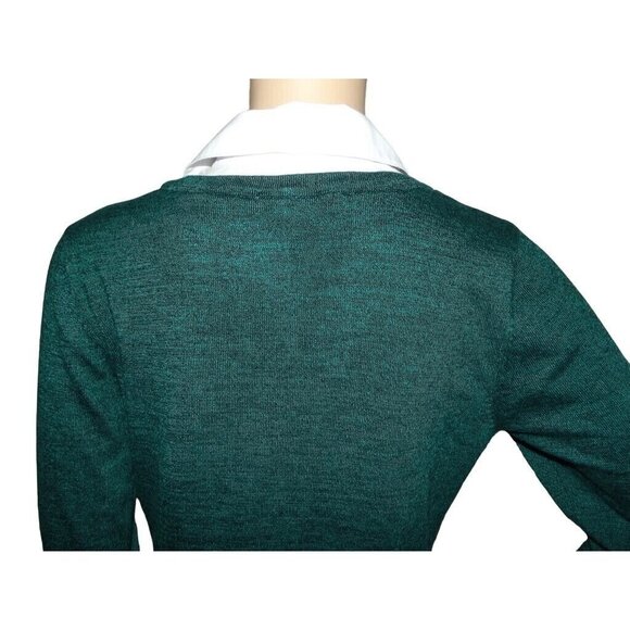 Notations Sweater Shirt Collar Inset Womens Size Medium Marled Green NECKLACE - Picture 11 of 12